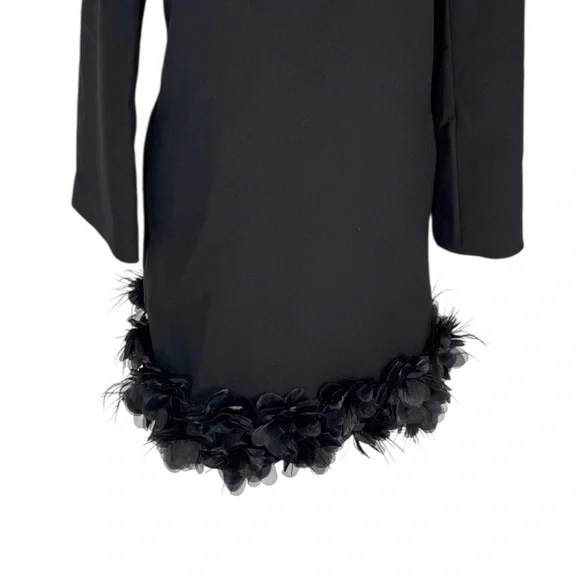 Tuckernuck Dalia Dress Black Organza & Feather Trim A-Line Size M NWT - Picture 6 of 9